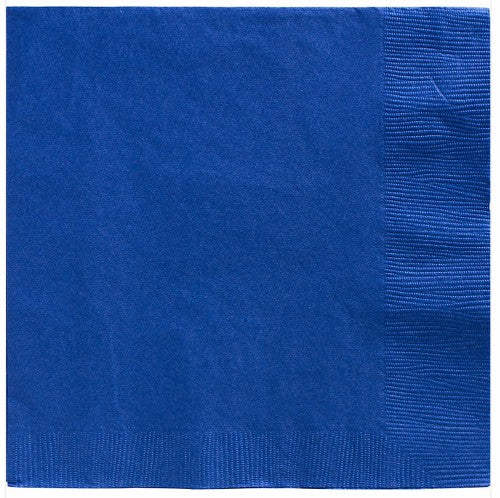 Bright royal blue 2-ply luncheon napkins in a 20-pack, ideal for elegant dining and special occasions.