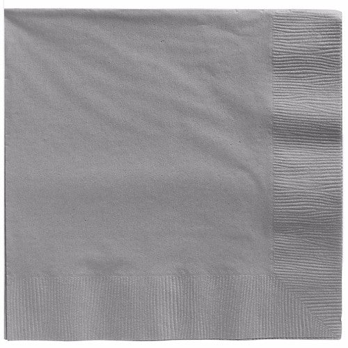 Elegant silver dinner napkins, 40cm x 40cm, 2-ply, pack of 20 for upscale dining and events.