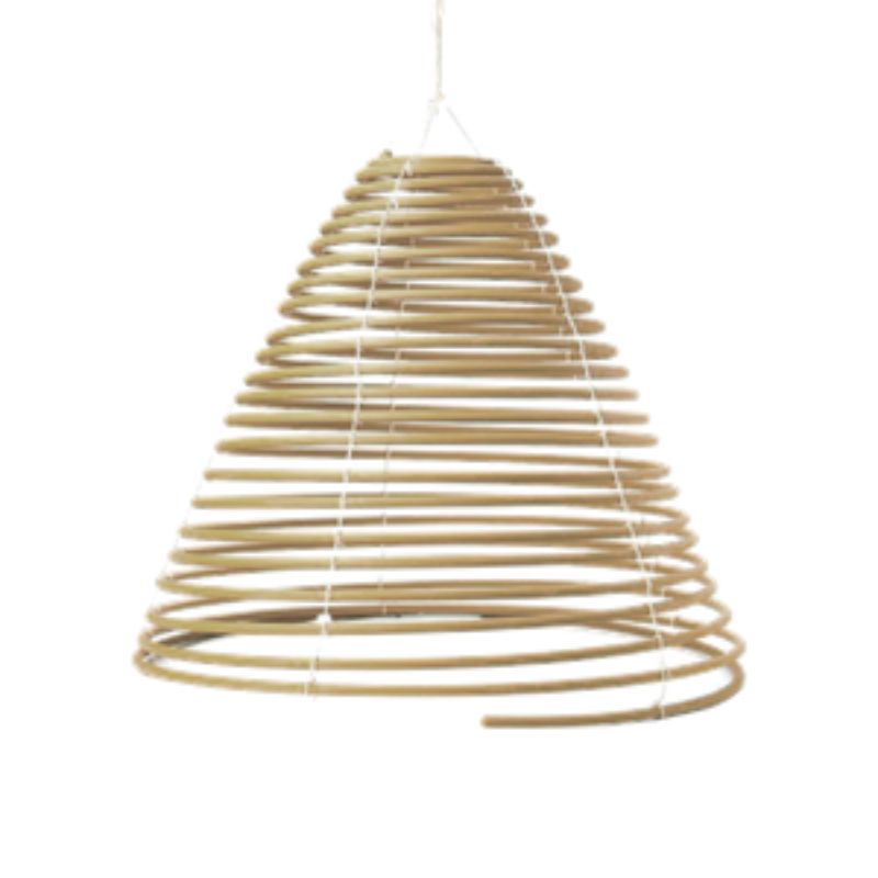 Hanging citronella coil (30x21cm) repels insects with a soothing aroma, offering 32 hours of outdoor protection.