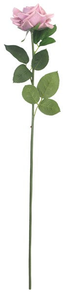 Lifelike single stem dusky pink rose, 71cm tall, ideal for elegant home decor and maintenance-free floral arrangements.