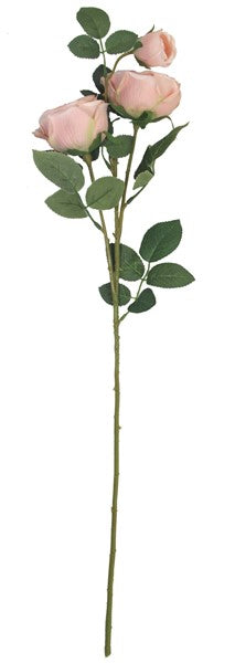 Lifelike 3 stem pink rose branch, 71.5cm tall, perfect for home decor and maintenance-free floral displays.