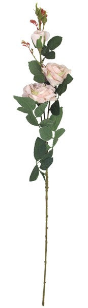 Elegant 92cm artificial pink rose branch with three lifelike heads, perfect for home decor and events.