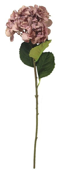Lifelike 75cm smoky pink hydrangea stem, perfect for elegant home decor and floral arrangements.