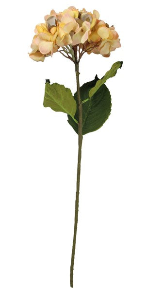 75cm lifelike yellow hydrangea stem, perfect for vibrant floral arrangements and enhancing home decor with lasting beauty.