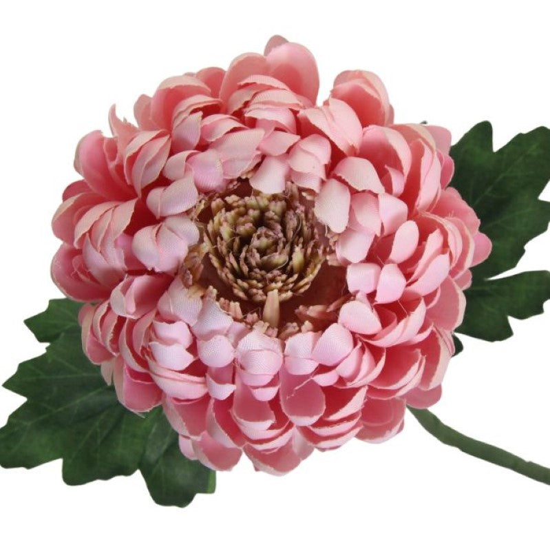 Lifelike pink single stem chrysanthemum, 57cm tall, perfect for elegant home decor and low-maintenance arrangements.