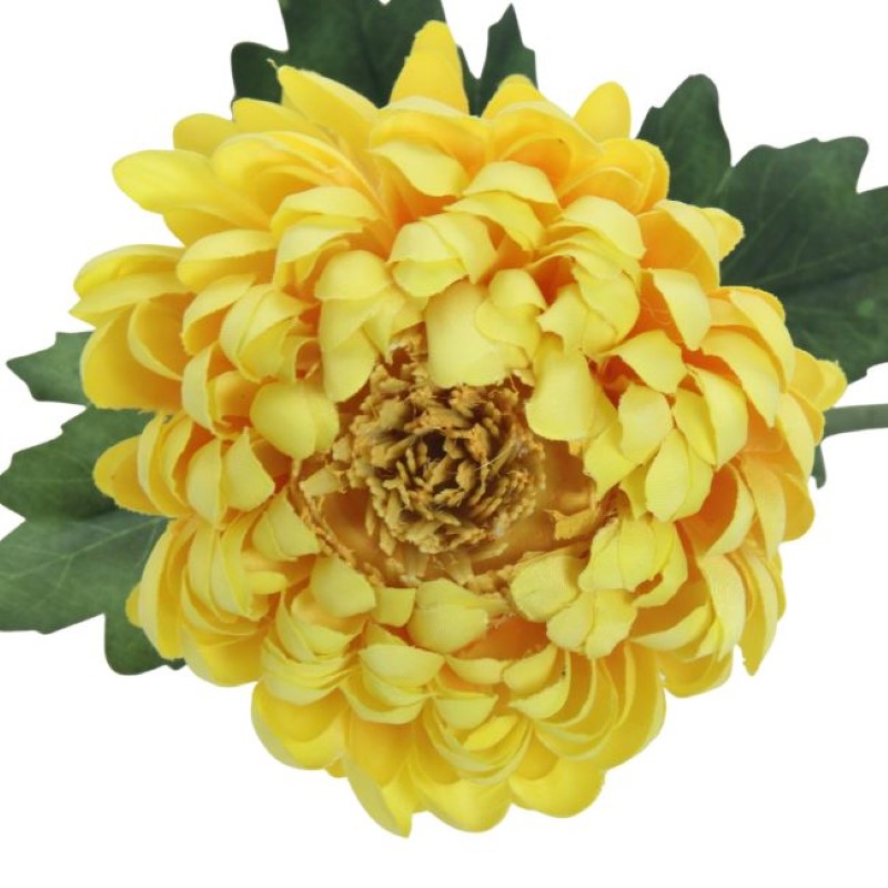 Lifelike yellow chrysanthemum stem, 57cm tall, brightens any space with elegance and warmth, perfect for decor or gifts.