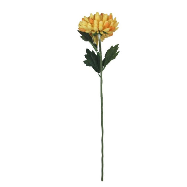 Vibrant orange artificial chrysanthemum single stem, 56cm high, perfect for home decor and events.