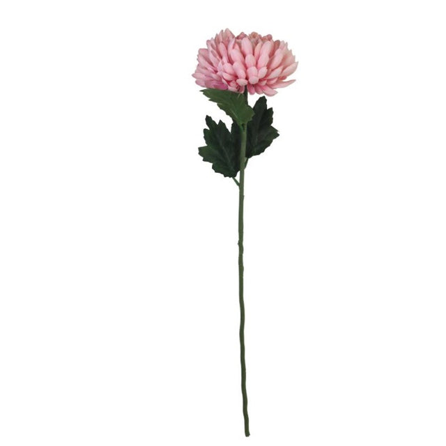 Lifelike pink chrysanthemum artificial flower, 56cm tall, perfect for elegant home decor and low-maintenance arrangements.