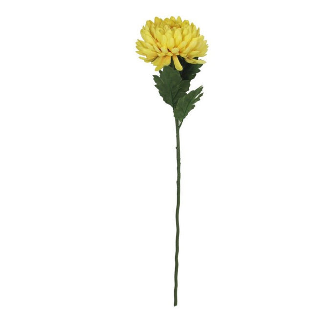 Vibrant yellow artificial chrysanthemum, 56cm tall, perfect for home decor and lasting floral arrangements.