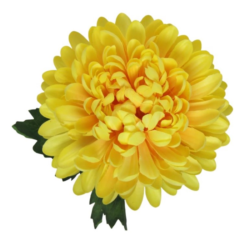 Vibrant yellow artificial chrysanthemum stem, 56cm tall, perfect for home decor and year-round floral arrangements.