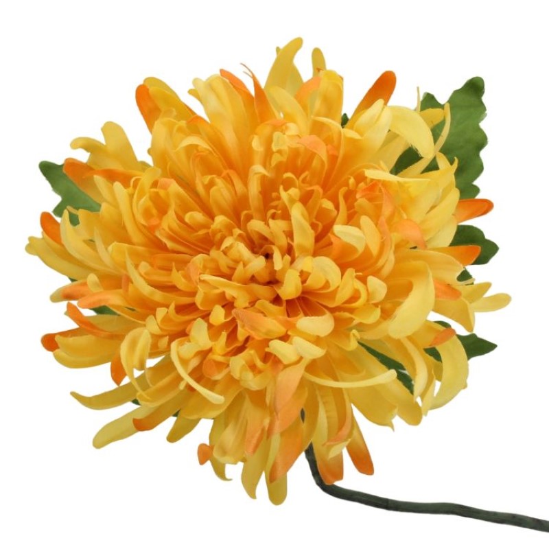 Vibrant orange artificial chrysanthemum stem, 73cm tall, perfect for home decor or event arrangements.