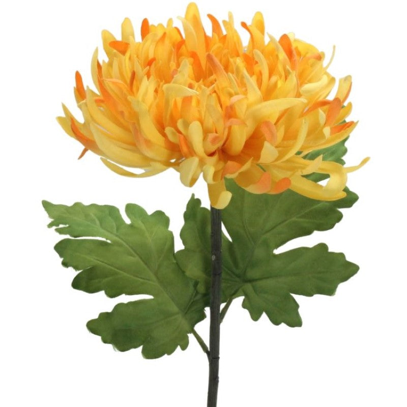 Artificial single stem orange chrysanthemum, 73cm high, perfect for vibrant decor and allergy-friendly floral arrangements.