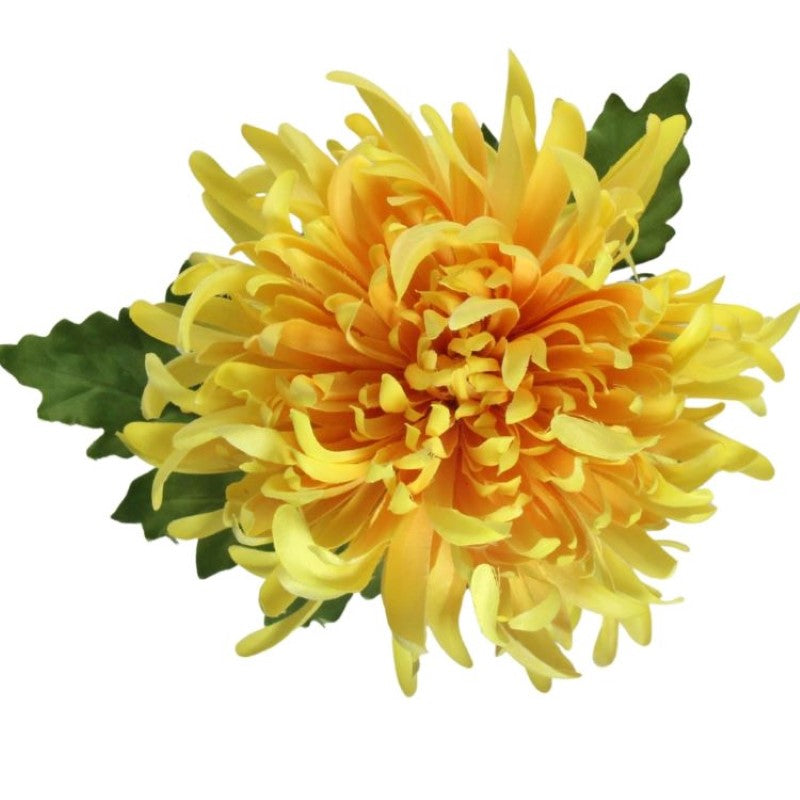 Vibrant yellow artificial chrysanthemum single stem, 73cm tall, perfect for home decor and low-maintenance floral arrangements.