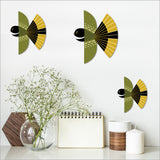 Set of 3 printed ACM fantail birds, inspired by Kiwiana culture, showcasing vibrant colors and New Zealand charm.