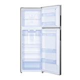 Sleek silver Parmco 362L top mount fridge freezer with adjustable shelves, electronic control, and frost-free technology.