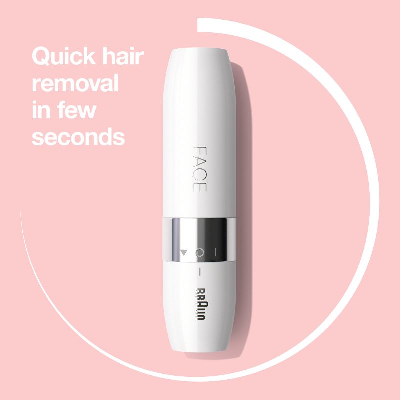 Braun FS1000 Face Mini Hair Remover in white, featuring Smartlight for precise, gentle facial hair removal.