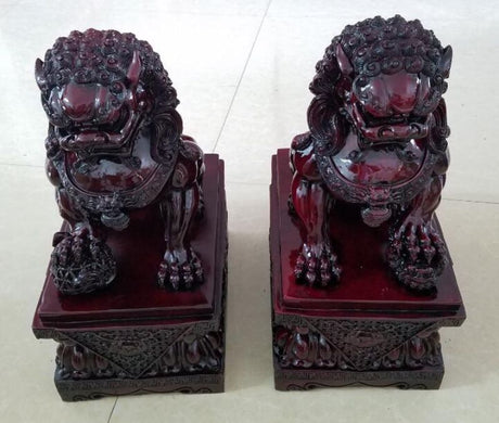 Extra large Feng Shui Lion Pair (45cm) with intricate detail, symbolizing protection and prosperity for homes and offices.