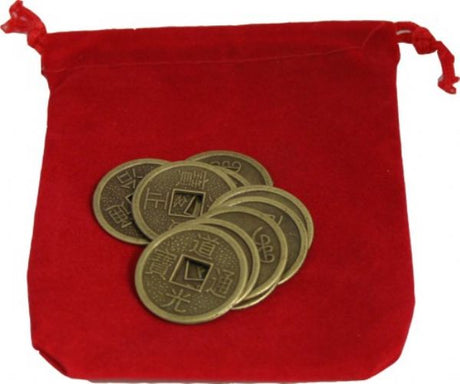 10-pack of 25mm Feng Shui Coins featuring traditional symbols for wealth and abundance, enhancing positive energy flow.