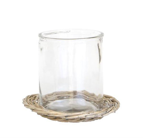 Large candle holder with a round willow base, measuring 23X17CM, adding style to any space.