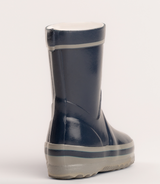 Navy junior gumboots for kids, featuring comfort foam, reinforced protection, and fast-drying anti-microbial lining. Size 3C.