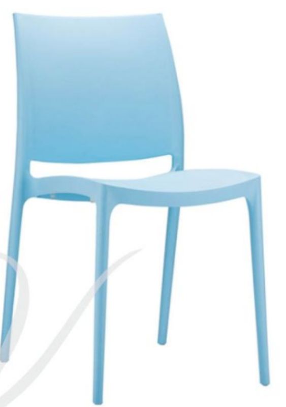 Vibrant Maya Blue outdoor chair (81cm) with fibreglass reinforcement, stackable design, and UV protection for lasting use.