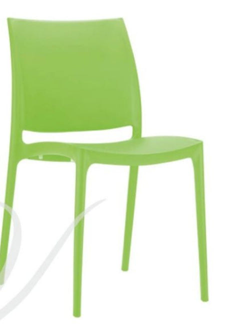 Maya Green Chair (81cm) - vibrant outdoor seating, UV treated, lightweight, stackable, reinforced with fiberglass for durability.