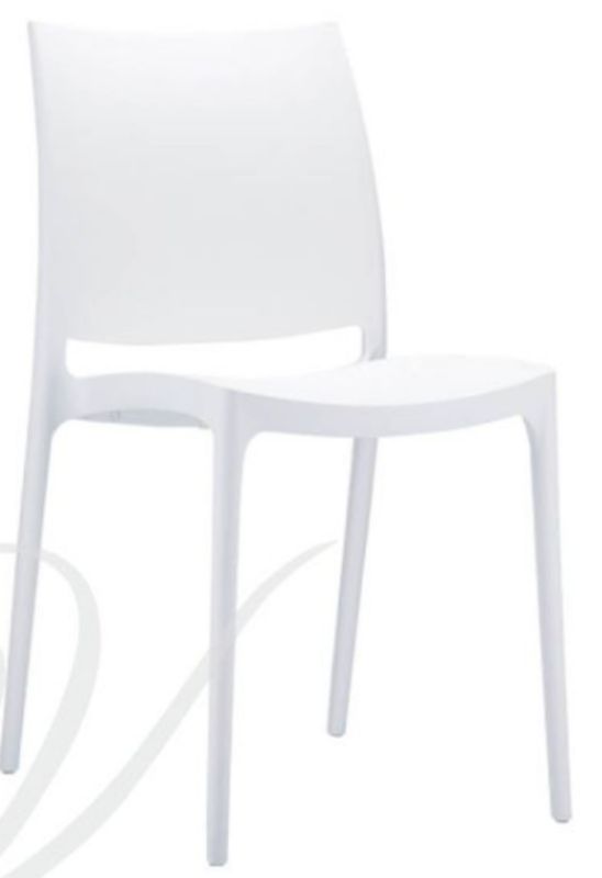 Maya White Chair (81cm) - stylish, stackable outdoor furniture, durable weather-resistant polypropylene with fiberglass reinforcement.