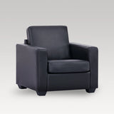 Black PU Chair - Makers Gregor Single Seater with foldable back, removable covers, durable upholstery, and sturdy frame.