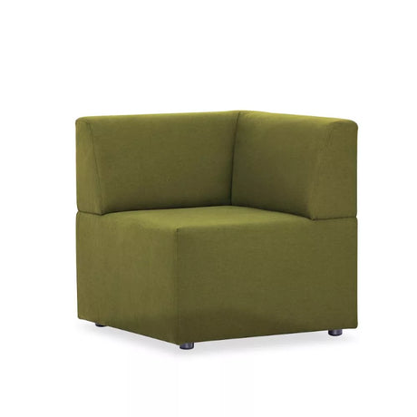 Fabric Corner Chair in vibrant green, modern design, versatile for left/right orientation, perfect for small spaces.