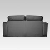 Stylish black PU leather 2.5-seater sofa bed with high-density foam and easy pull-out mechanism for space-saving comfort.