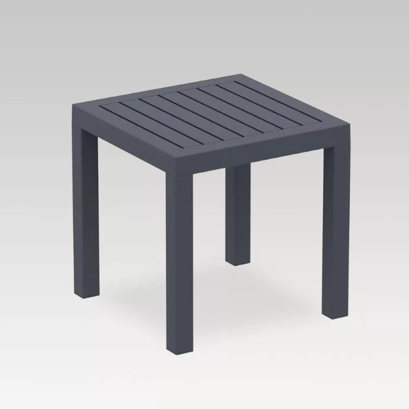 Stylish 45cm dark grey ocean side table, made of weather-resistant resin, perfect for indoor and outdoor use.