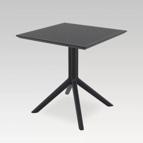 Stylish 70 x 70cm black Sky Table with weather-resistant resin and metallic frame, perfect for indoor or outdoor use.