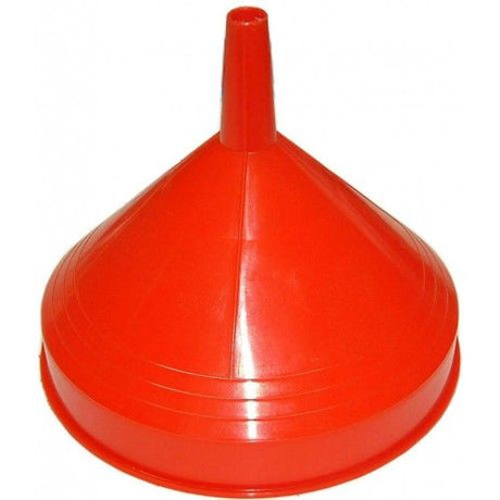 Small plastic funnel (110mm) with a lip, designed for spill-free pouring in home and commercial settings.