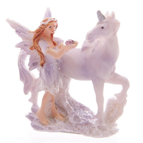 Set of 12 whimsical lilac glitter fairies and unicorn figures for imaginative play and enchanting displays.