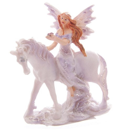 Set of 12 lilac glitter fairy and unicorn figures, perfect for imaginative play and enchanting decor.