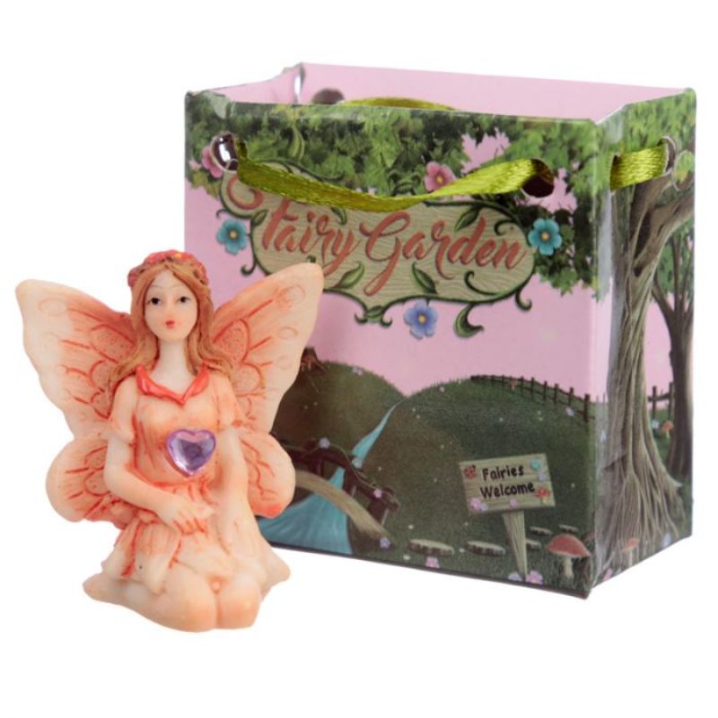 Assorted set of 24 resin gemstone fairies in mini gift bags, perfect for gifts and whimsical decor.