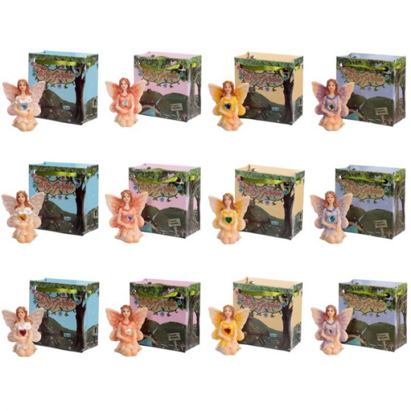 Set of 24 assorted gemstone fairies in mini gift bags, perfect for gifting at birthdays and special events.