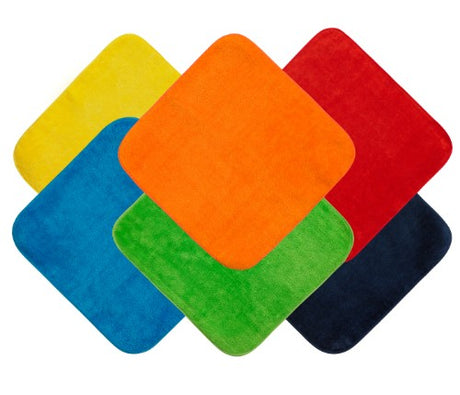 Bright Pack of 6 face washers, crafted from soft cotton, perfect for baby care and everyday cleaning needs.
