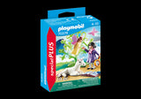 Playmobil Fairy Researcher figure with magnifying glass and book, perfect for imaginative play and exploring fairy tales.