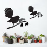 Kiwiana wall art featuring a Fantail bird on a vibrant Kowhai tree, crafted from lightweight mirror acrylic for elegant indoor display.