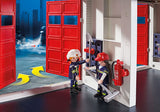 Playmobil Fire Station playset with fire truck, realistic equipment, and accessories for imaginative firefighting adventures.