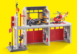 Playmobil Fire Station playset with fire truck, realistic equipment, and accessories for imaginative firefighting adventures.