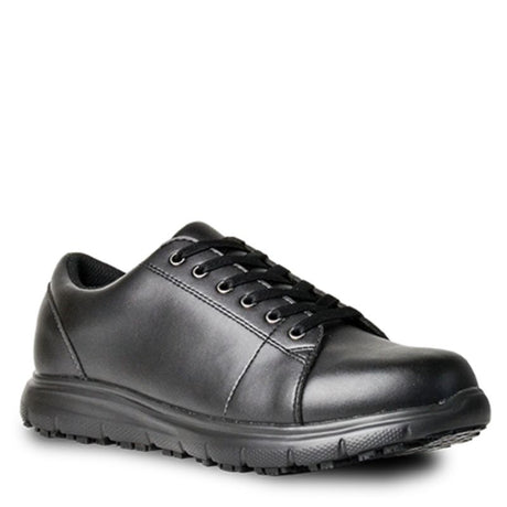 Lace Up Jogger in black, size UK 4, featuring slip-resistant sole, memory foam footbed, and durable microfibre material.