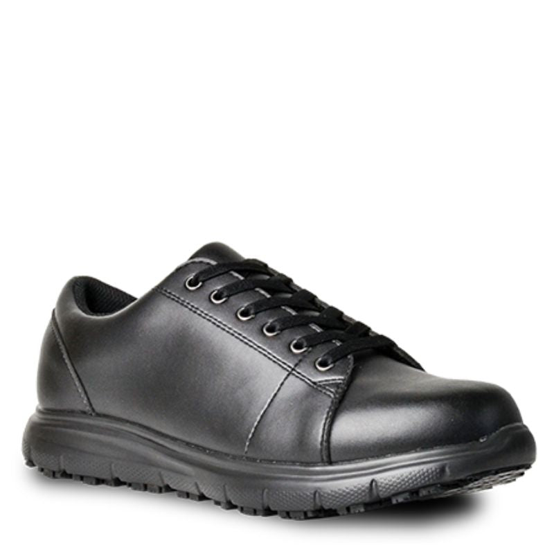 Lace Up Jogger - Bata Fire in black, featuring slip-resistant sole, memory foam footbed, and durable microfibre upper, size UK 11.