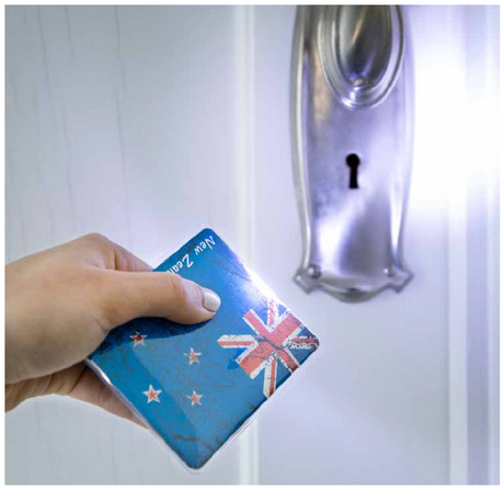 Compact Bag Torch featuring NZ Vintage Flag design, perfect for illuminating essentials in your handbag at 9 x 7 cm.