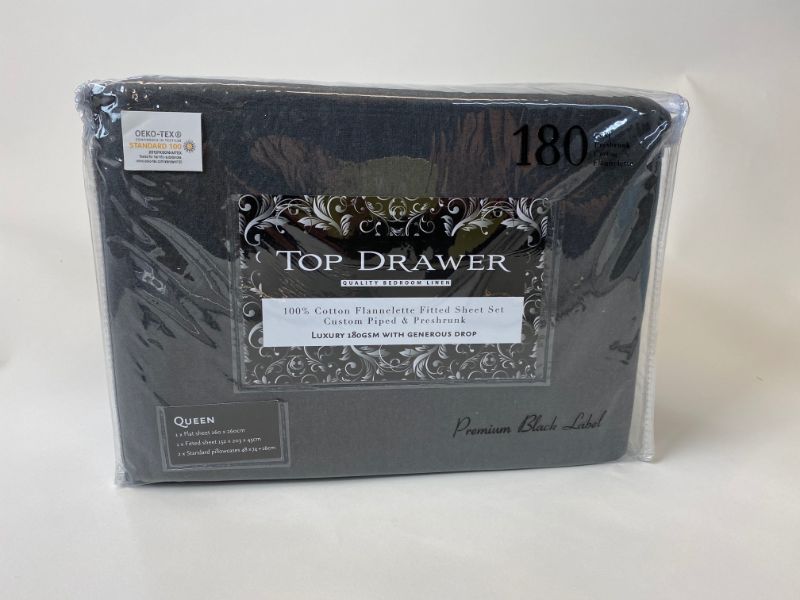 King Sheet Set - Flannelette - Top Drawer Cal  180GSM (Graphite)