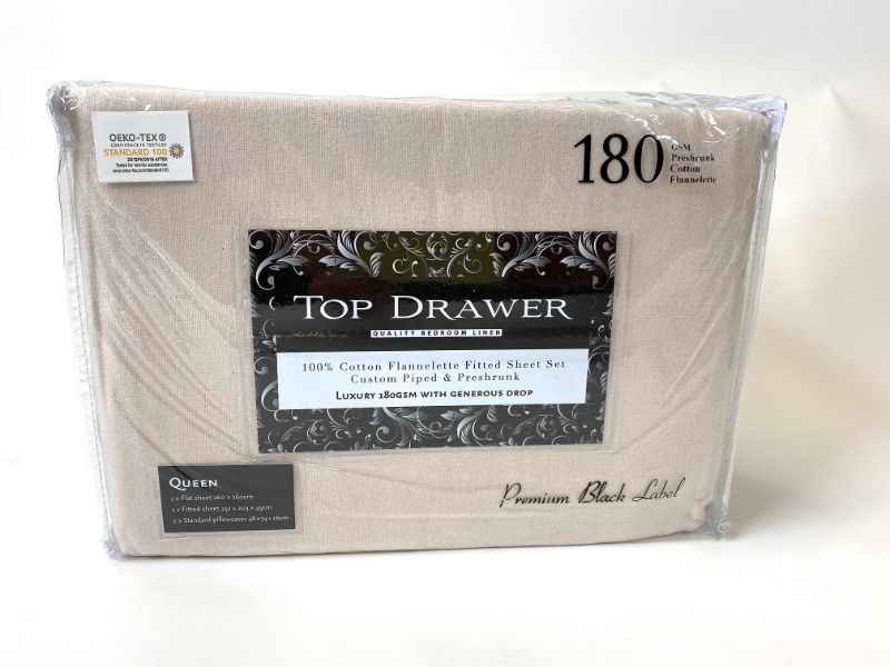 King Sheet Set - Flannelette - Top Drawer Cal 180GSM (Natural)