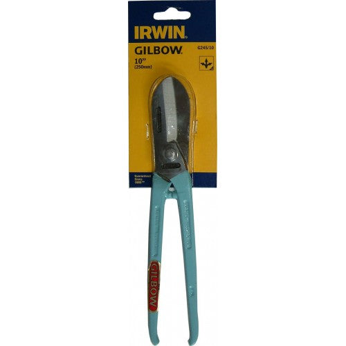 Gilbow 245 10 Inch Standard Snips with stainless steel blades and ergonomic handles for precise cutting in various materials.