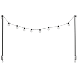 Black table clamp with solar lights, adjustable for tables up to 97mm thick, perfect for outdoor ambiance and gatherings.