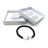 Onyx Crystal Heart Guardian Angel Bracelet with 6mm beads, combining elegance and spiritual protection.